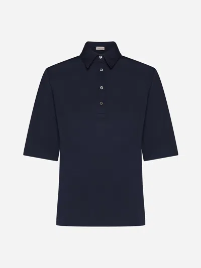 Shop Blanca Vita Platy Viscose-blend Polo Shirt In Topaz