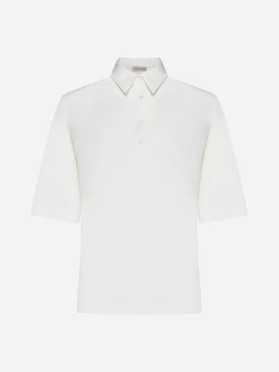 Shop Blanca Vita Platy Viscose-blend Polo Shirt In White