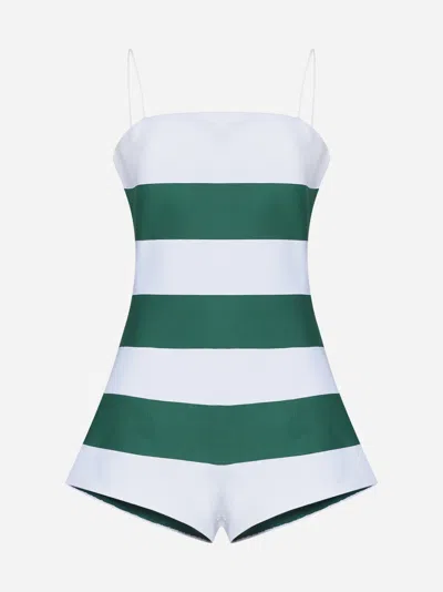 Shop Jacquemus La Combi Bimini Striped Playsuit In Green,white