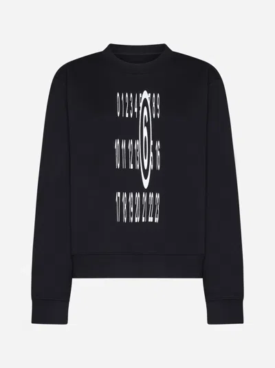 Shop Mm6 Maison Margiela Logo Cotton Sweatshirt In Black