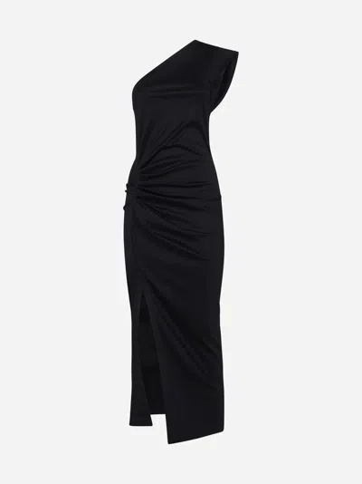 Shop Isabel Marant Maude Cotton One-shoulder Dress In Black