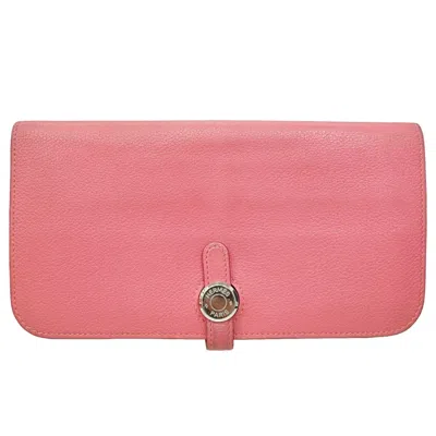 Shop Hermes Dogon Leather Wallet () In Pink