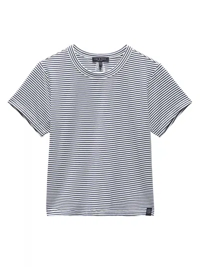 Shop Rag & Bone Women's Luca Striped Baby Tee T-shirt, Black/white In Multi