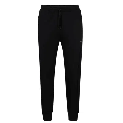 Hugo Boss Cotton-blend Tracksuit Bottoms With Hd Logo Print In Black