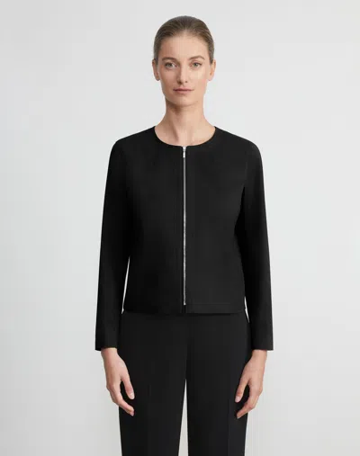 Shop Lafayette 148 Fundamental Bi-stretch Zip Jacket In Black