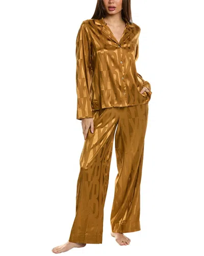 Shop Donna Karan Dkny 2pc Top & Pant Set In Brown