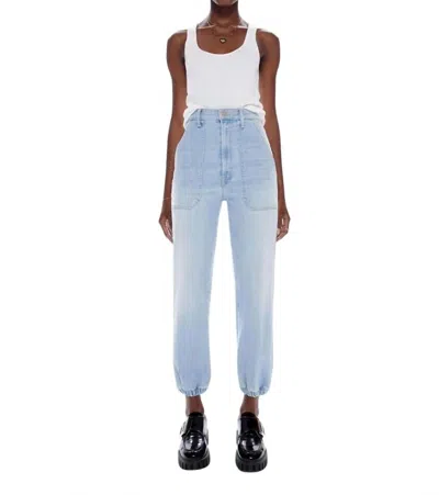 Shop Mother Wrapper Patch Springy Ankle Jeans In Chill Pill In Blue