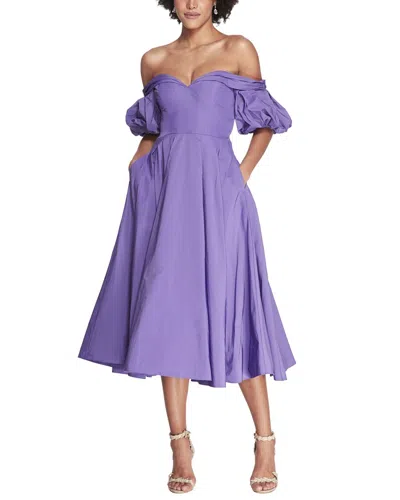 Shop Marchesa Notte Midi Dress In Purple
