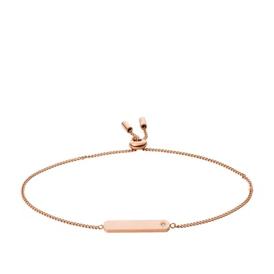 Shop Fossil Women's Drew Rose Gold-tone Stainless Steel Bar Chain Bracelet In Pink
