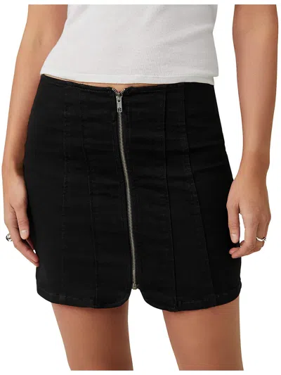 Shop Free People Womens Mini Pintuck Denim Skirt In Black