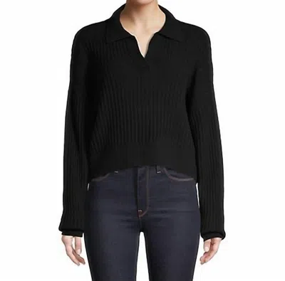 Shop Rag & Bone Maxine Wool Ribbed Knit Polo Sweater In Black