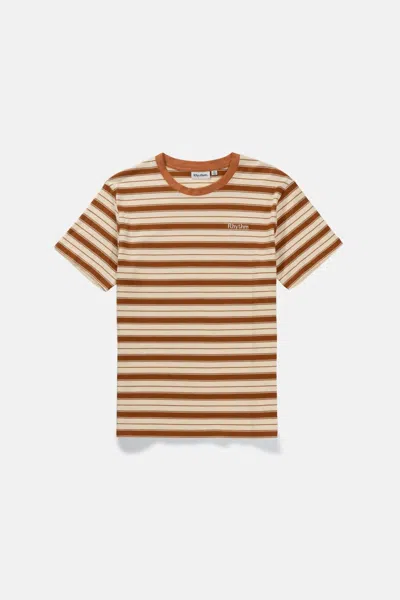 Shop Rhythm Everyday Stripe T-shirt In Cedar In Green