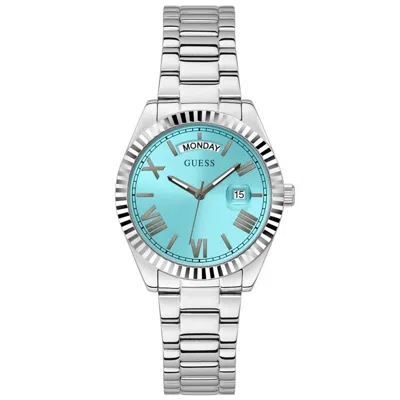 Shop Guess Men's Connoisseur Blue Dial Watch In Silver