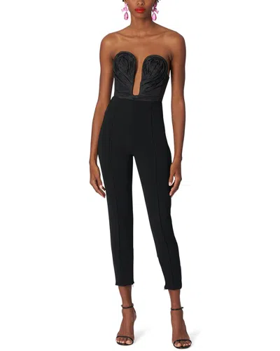 Shop Carolina Herrera Strapless Ruched Deep-u Jumpsuit In Black
