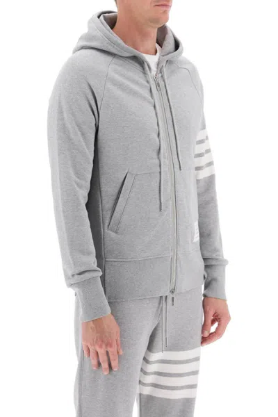 Shop Thom Browne 4-bar Zip-up Hoodie In Grey