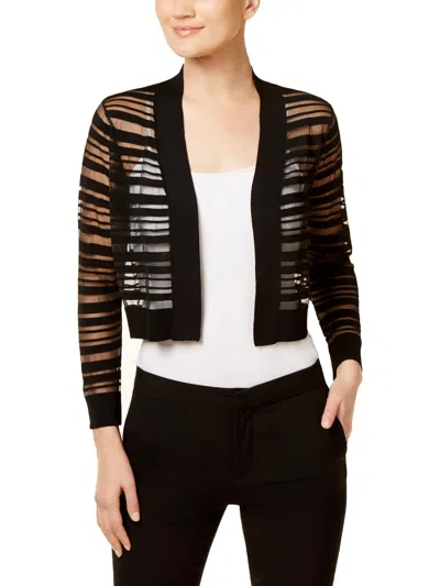 Shop Calvin Klein Womens Sheer Striped Shrug Cardigan Sweater In Black