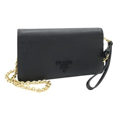 Shop Prada Leather Clutch Bag () In Black