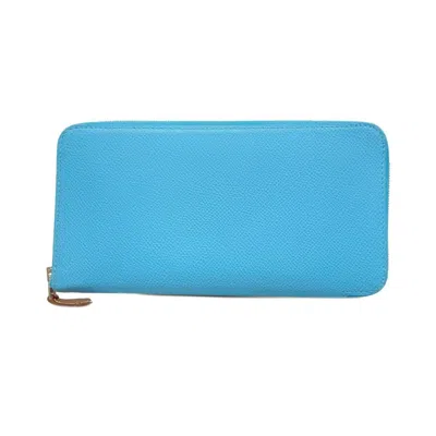 Shop Hermes Silk'in Leather Wallet () In Blue