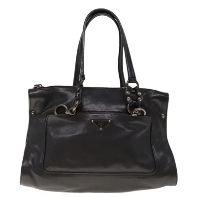 Shop Prada Nappa Chain Tote Bag Leather Tote Bag () In Black