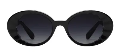 Shop Krewe Alixe Black + Black And Crystal Oval Sunglasses In Multi