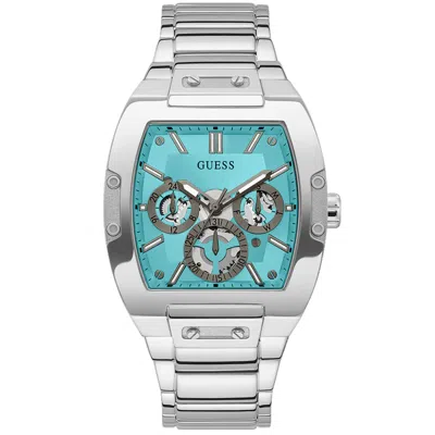 Shop Guess Men's Phoenix Blue Dial Watch In Silver