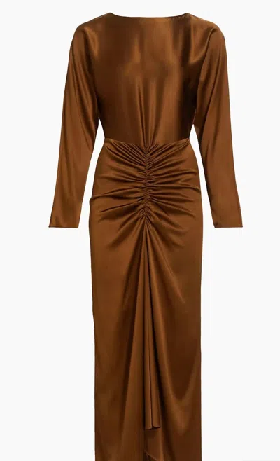 Shop Veronica Beard Sabri Dress In Dark Ochre In Brown