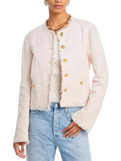Shop Rag & Bone Carmen Womens Tweed Frayed Collarless Blazer In Beige