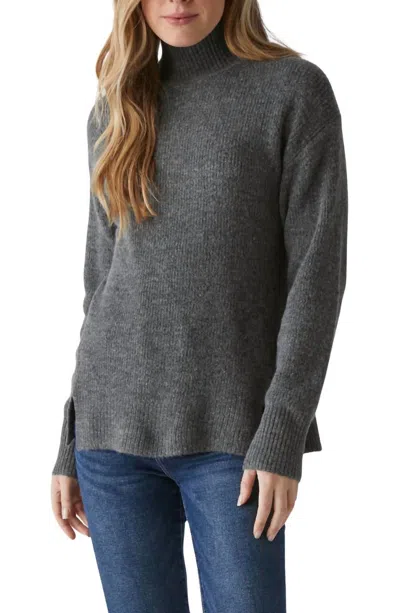 Shop Michael Stars Zion Mock Neck Sweater In Charcoal In Grey