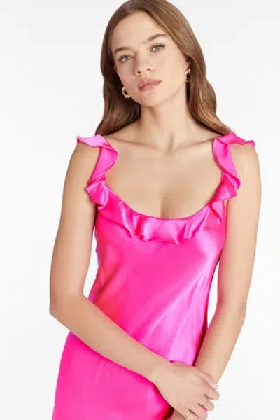 Shop Amanda Uprichard Maelyn Silk Dress In Neon Pink