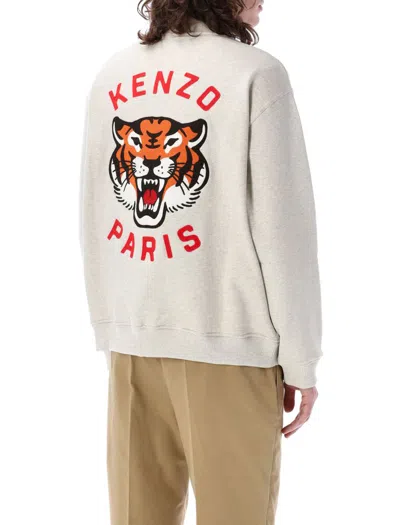 Shop Kenzo " Lucky Tiger Varsity" Bomber Jacket In Grey Mel