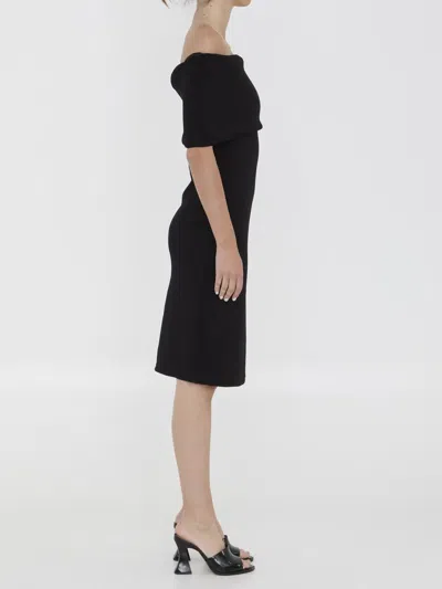 Shop Bottega Veneta Off-the-shoulder Dress In Black