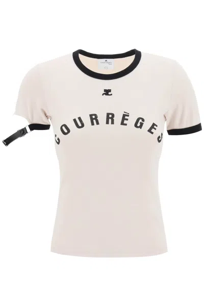 Shop Courrèges T-shirt With Buckle Fast In Mixed Colours