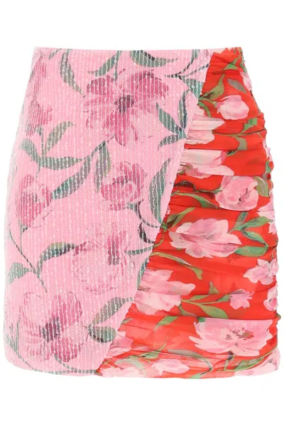Shop Rotate Birger Christensen Floral Print And Sequin Mini Skirt In Mixed Colours