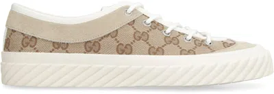Shop Gucci Fabric Low-top Sneakers In Beige