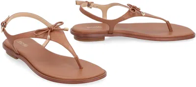 Shop Michael Kors Nori Leather Sandals In Saddle Brown