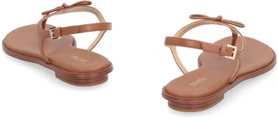 Shop Michael Kors Nori Leather Sandals In Saddle Brown