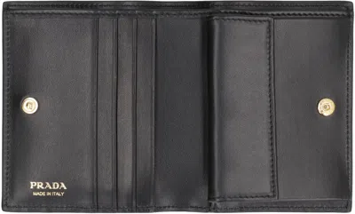 Shop Prada Logo Leather Wallet In Black