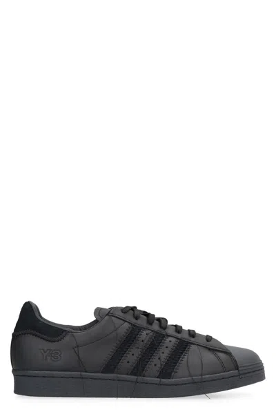 Shop Y-3 Adidas Superstar Leather Low-top Sneakers In Black