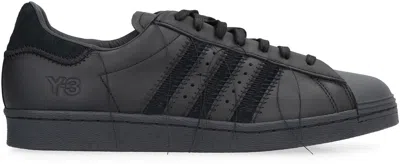 Shop Y-3 Adidas Superstar Leather Low-top Sneakers In Black