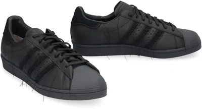 Shop Y-3 Adidas Superstar Leather Low-top Sneakers In Black