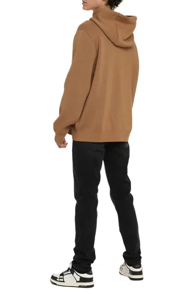 Shop Burberry Knitted Hoodie In Camel