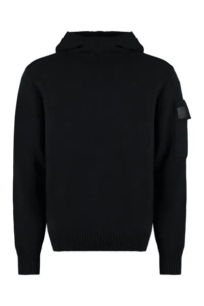 Shop C.p. Company Knitted Hoodie In Black
