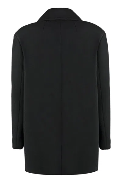 Shop Pinko Double-breasted Wool Coat In Black