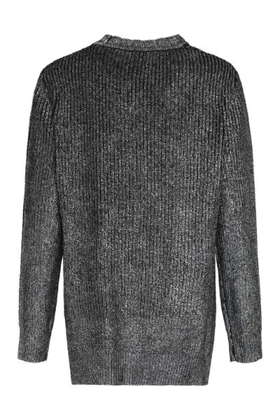 Shop Pinko Piranha Ribbed Sweater In Silver
