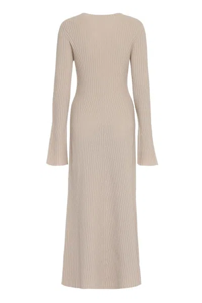 Shop Roberto Collina Knitted Dress In Beige