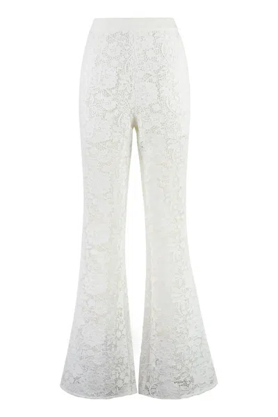 Shop Self-portrait Lace Trousers In White