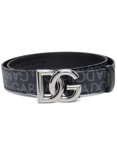 Shop Dolce & Gabbana Belt With Print In Grey