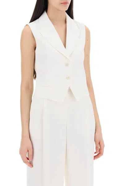 Shop Alexander Mcqueen Cropped Viscose Twill Vest For In White