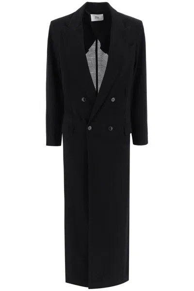 Shop Ami Alexandre Mattiussi Ami Paris Double-breasted Deconstructed Coat In Black