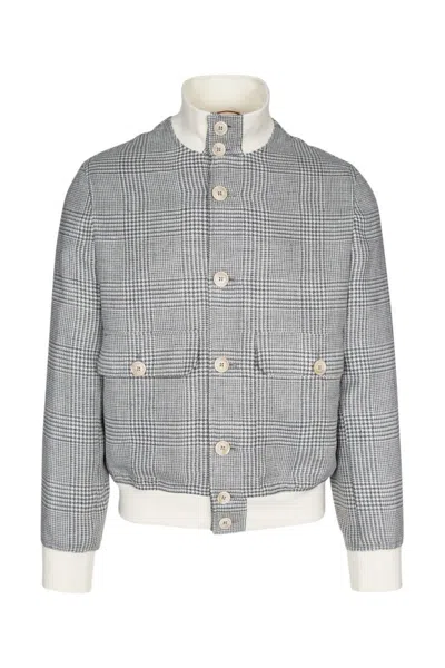 Shop Brunello Cucinelli Jackets And Vests In Grigiooffwhite